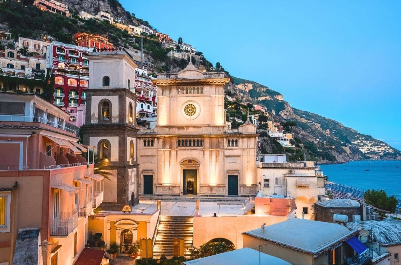 Amalfi church at dusk
